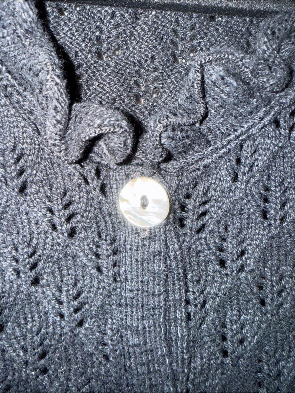 Vintage 90s Willow Black Cotton Pointelle Knit Sweater Vest Dark Academia S NWT - Picture 7 of 9